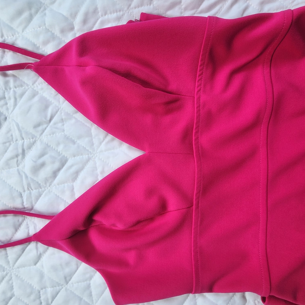 Women’s Hot Pink Spaghetti Strap V-Neck Top